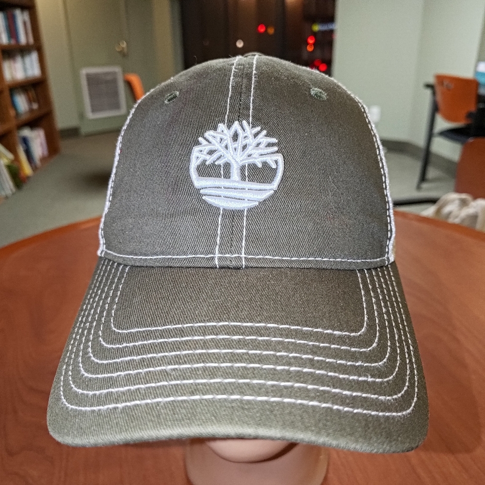 Timberland Embroidered LogoTrucker Mesh Green White Snapback Hat Cap OSFM